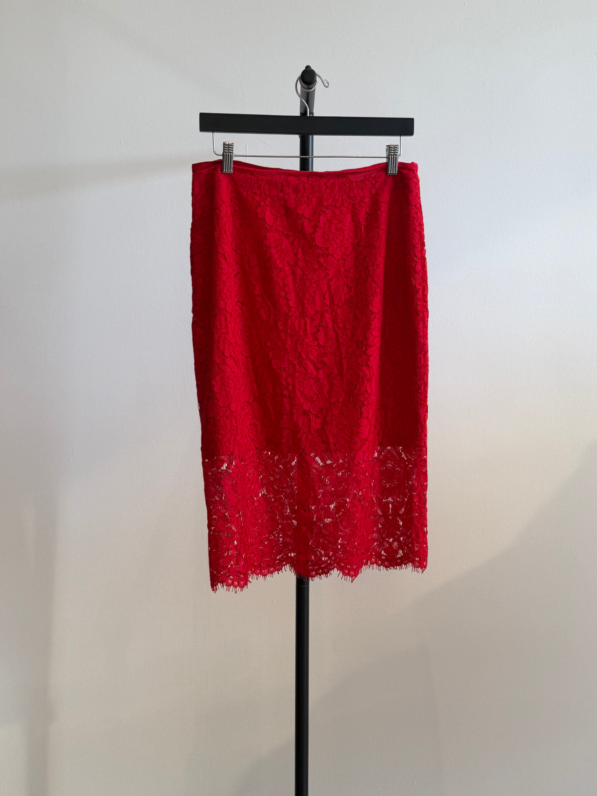 Diane Von Furstenberg Red Lace Skirt