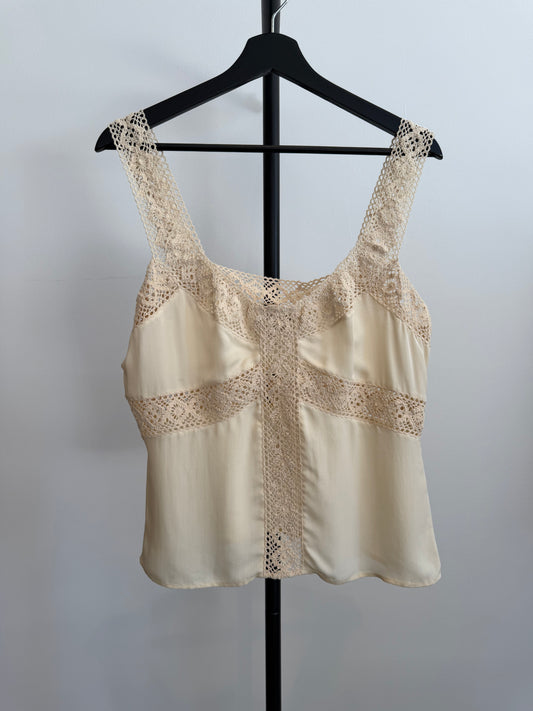Oscar De La Renta Cream Silk Top
