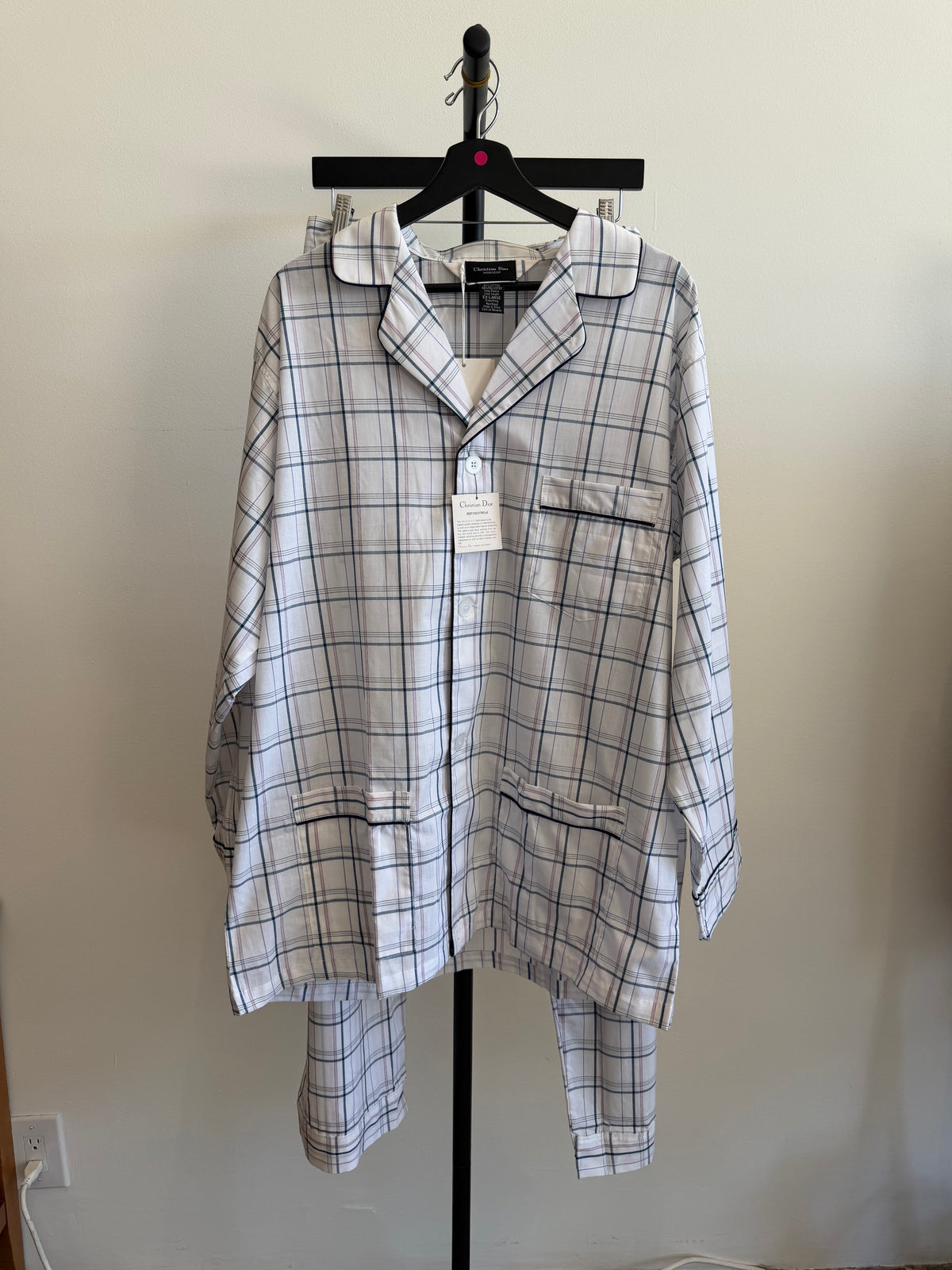 Dior White Plaid Pajama set