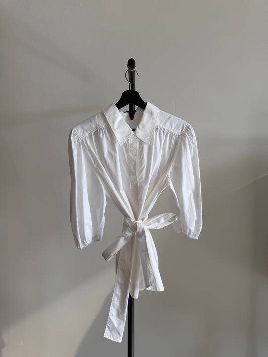 Escada Cotton Blouse with Neck Tie Detail