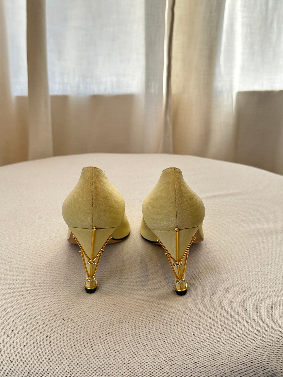 Escada Yellow Satin Pumps