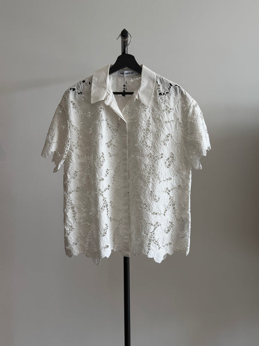 Self Portrait Short Sleeve White Top