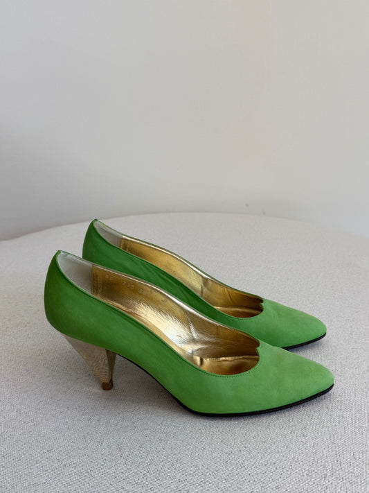 Escada Suede Green Heels