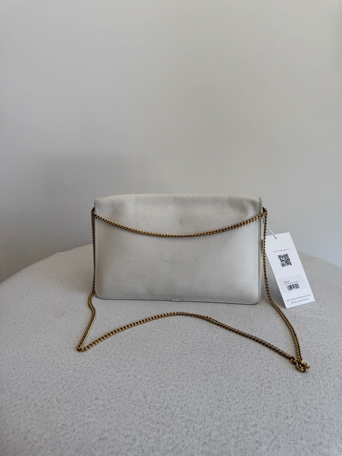 Dior White Foldover Clutch