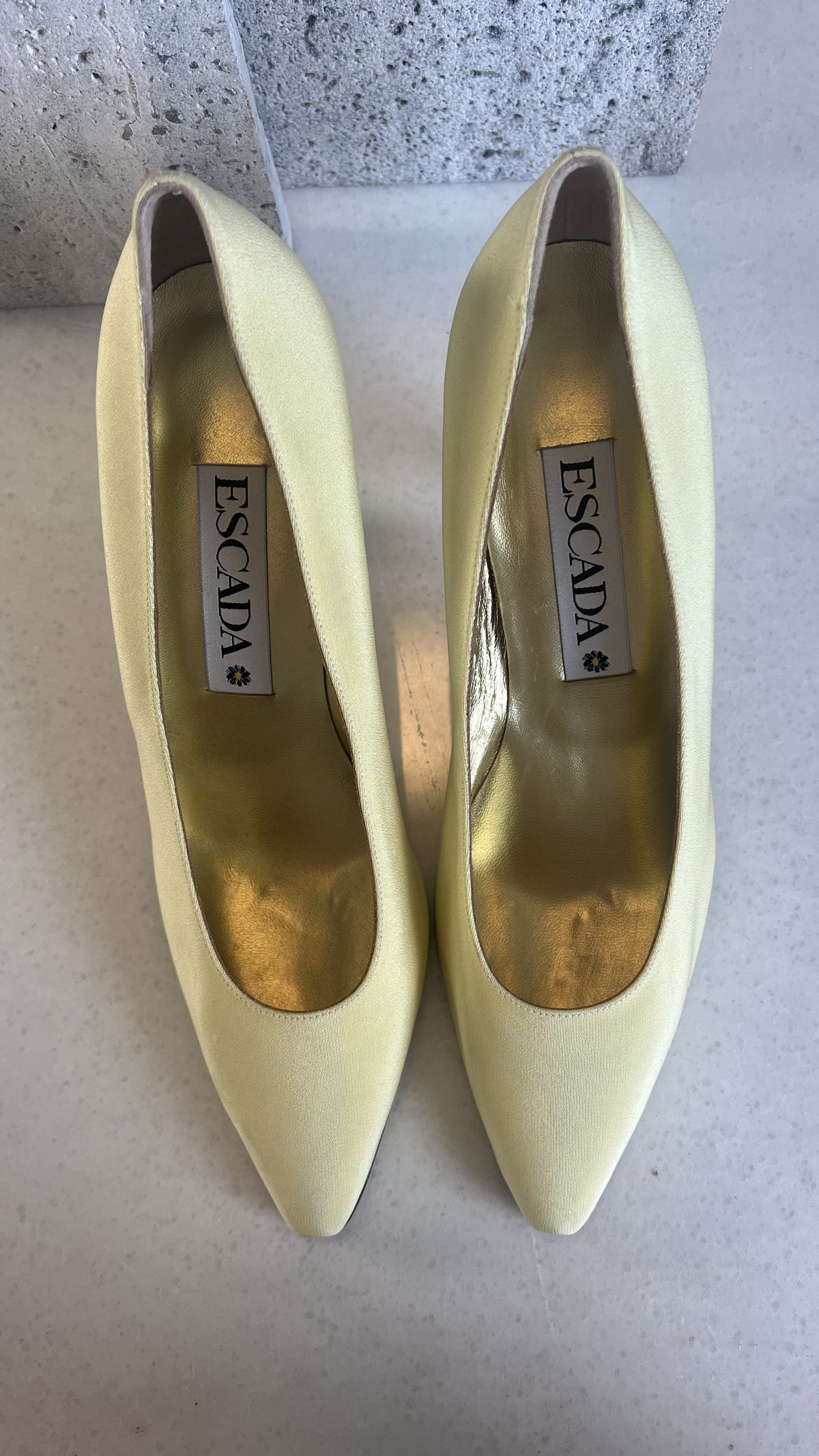 Escada Yellow Satin Pumps